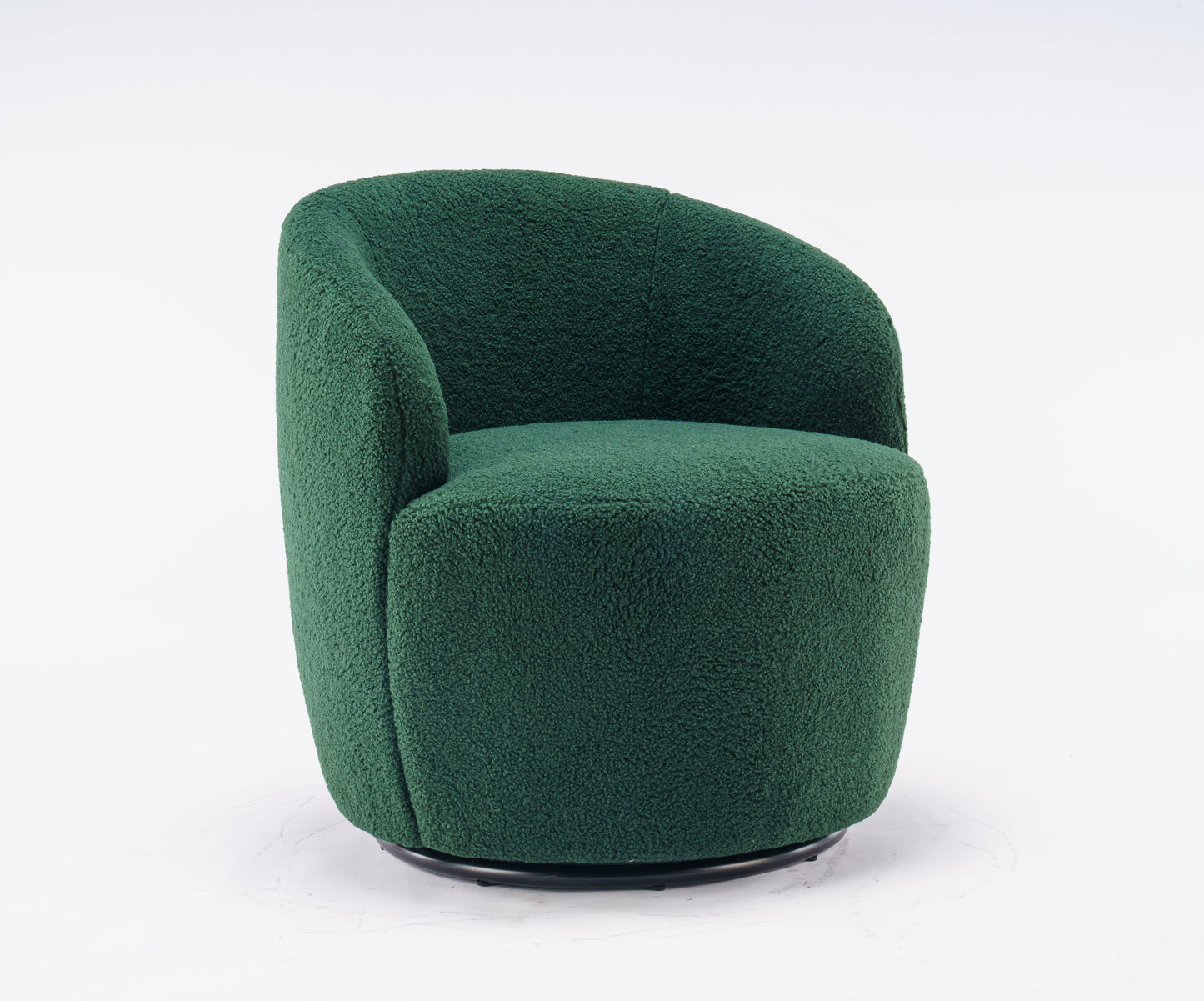 Teddy Fabric Swivel Accent Armchair Barrel Chair With Black Powder Coating Metal Ring - Dark Green