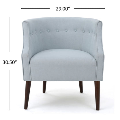 Elegant Upholstered Club Chair With Button Tufting - Light Blue