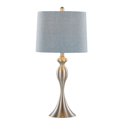 Ashland - Contemporary Table Lamp (Set of 2) - Nickel / Light Blue