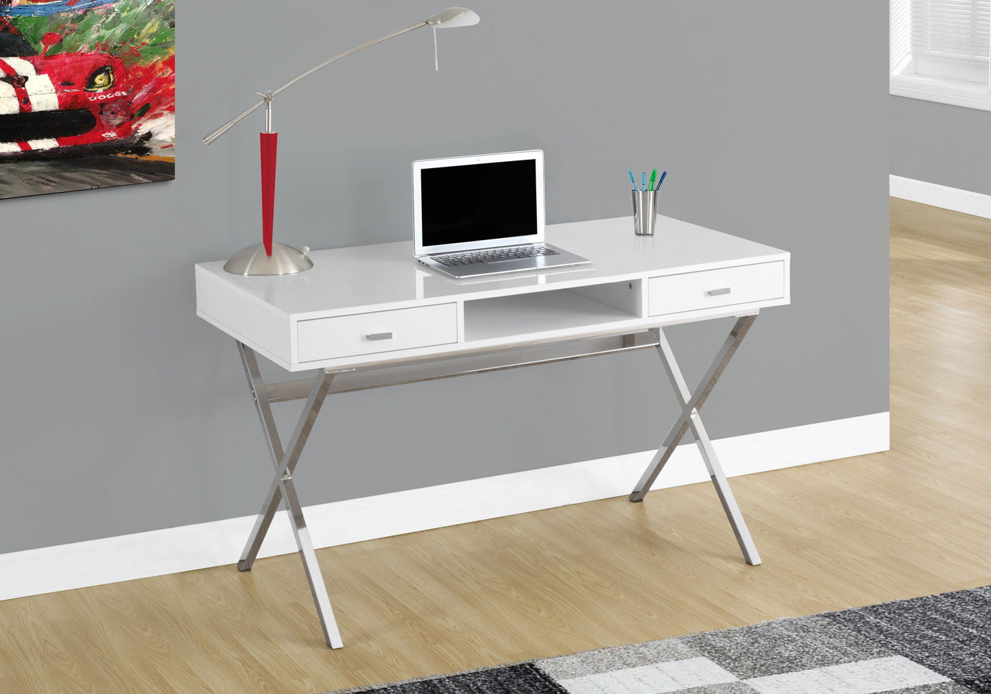 Computer Desk For Home Office, Laptop, Storage Drawers, Contemporary - White
