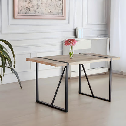 Modern Rustic Industrial Dining Table With Tabletop And Metal Legs For 4 6 Person - Wood