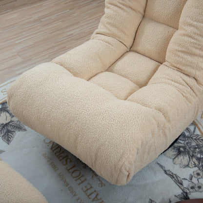 Japanese Style Single Reclining Sofa Chair With Adjustable Features Cotton For Balcony And Leisure - White