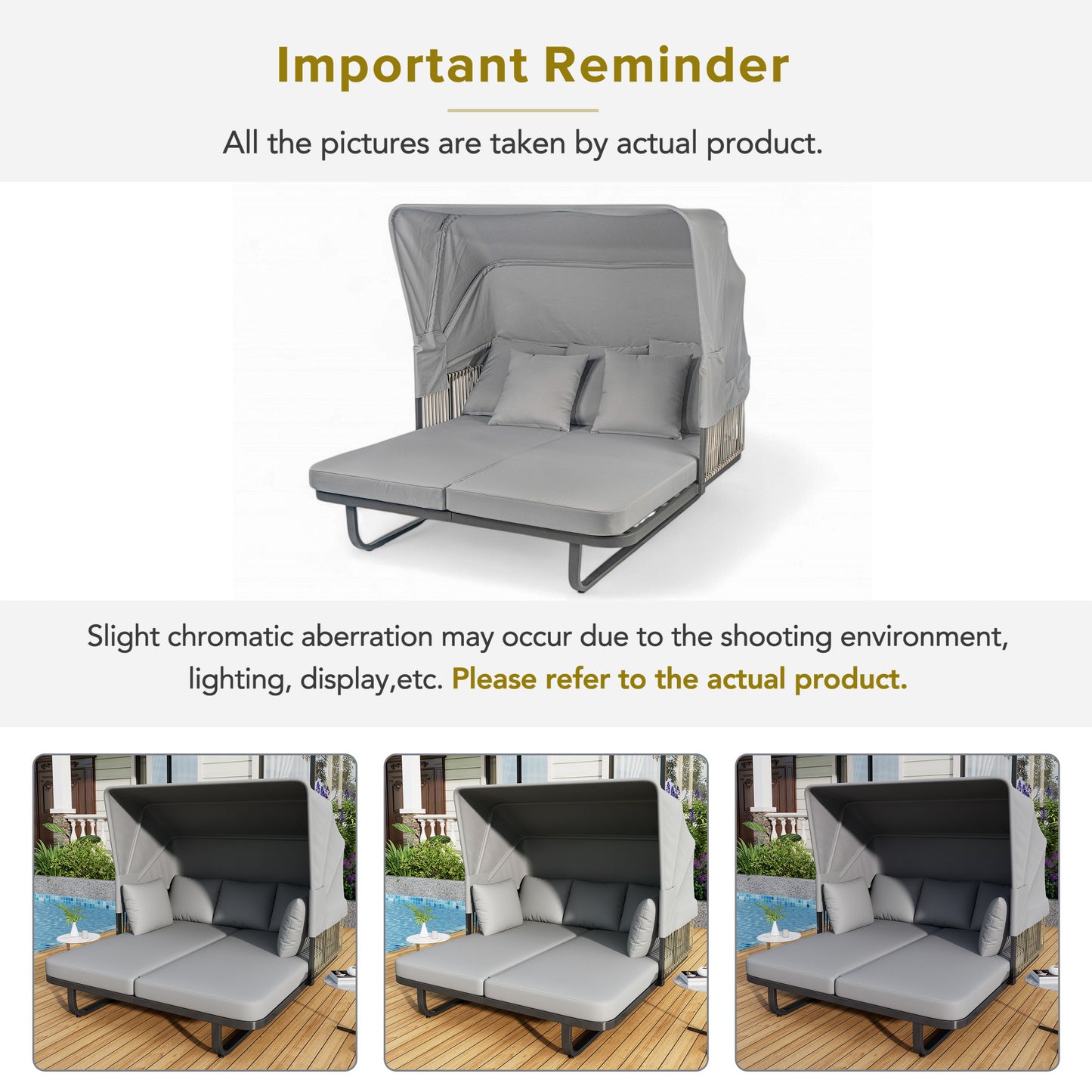 Outdoor Patio Daybed Rattan Daybed Outdoor Sunbed With Detachable Pillows For Patio, Backyard, Pool - Gray