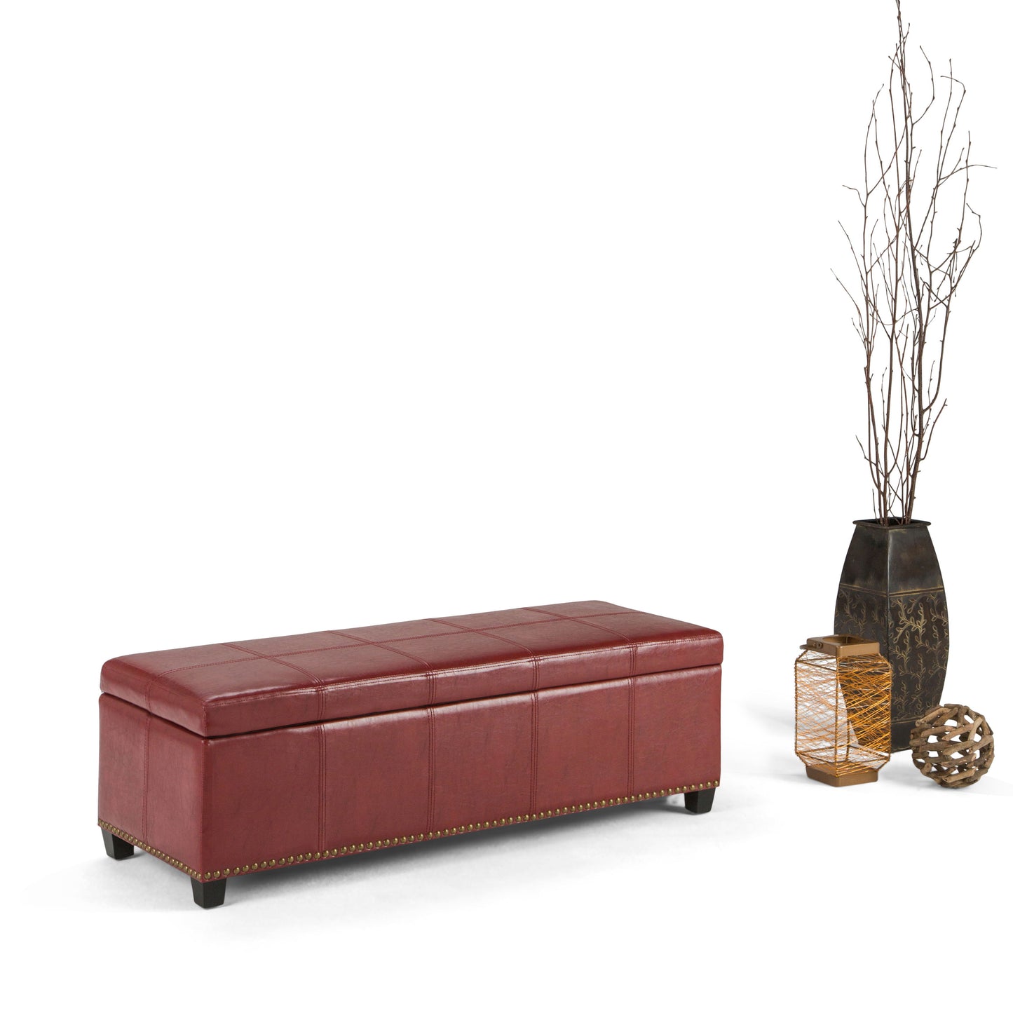Kingsley - Large Storage Ottoman - Radicchio Red