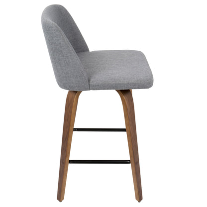 Toriano - Mid-Century Modern Counter Stool (Set of 2) - Gray / Walnut