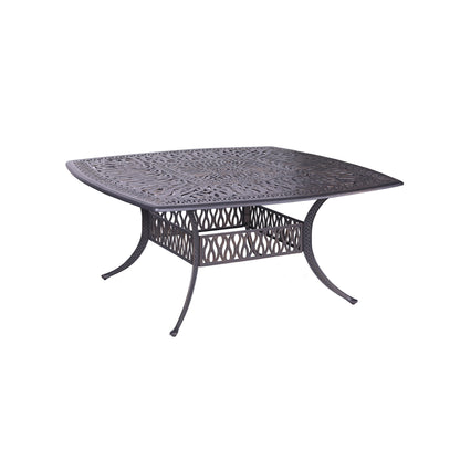 Square 8 Person 64" Long Aluminum Dining Set With Cushions With Swivel And Rocking Chairs - Dark Gray / White