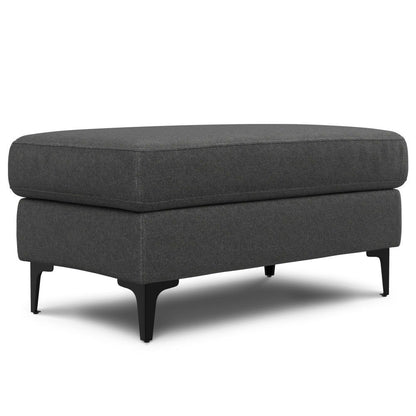 Ava - Mid Century Sofa With Ottoman Set - Dark Gray