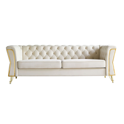 Modern Tufted Velvet Sofa For Living Room - Beige