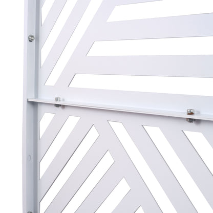 Outdoor & Indoor Privacy Screen Metal Privacy Screen, Freestanding Decorative Privacy Screen For Deck Balcony Patio, Privacy Fence Panels - White