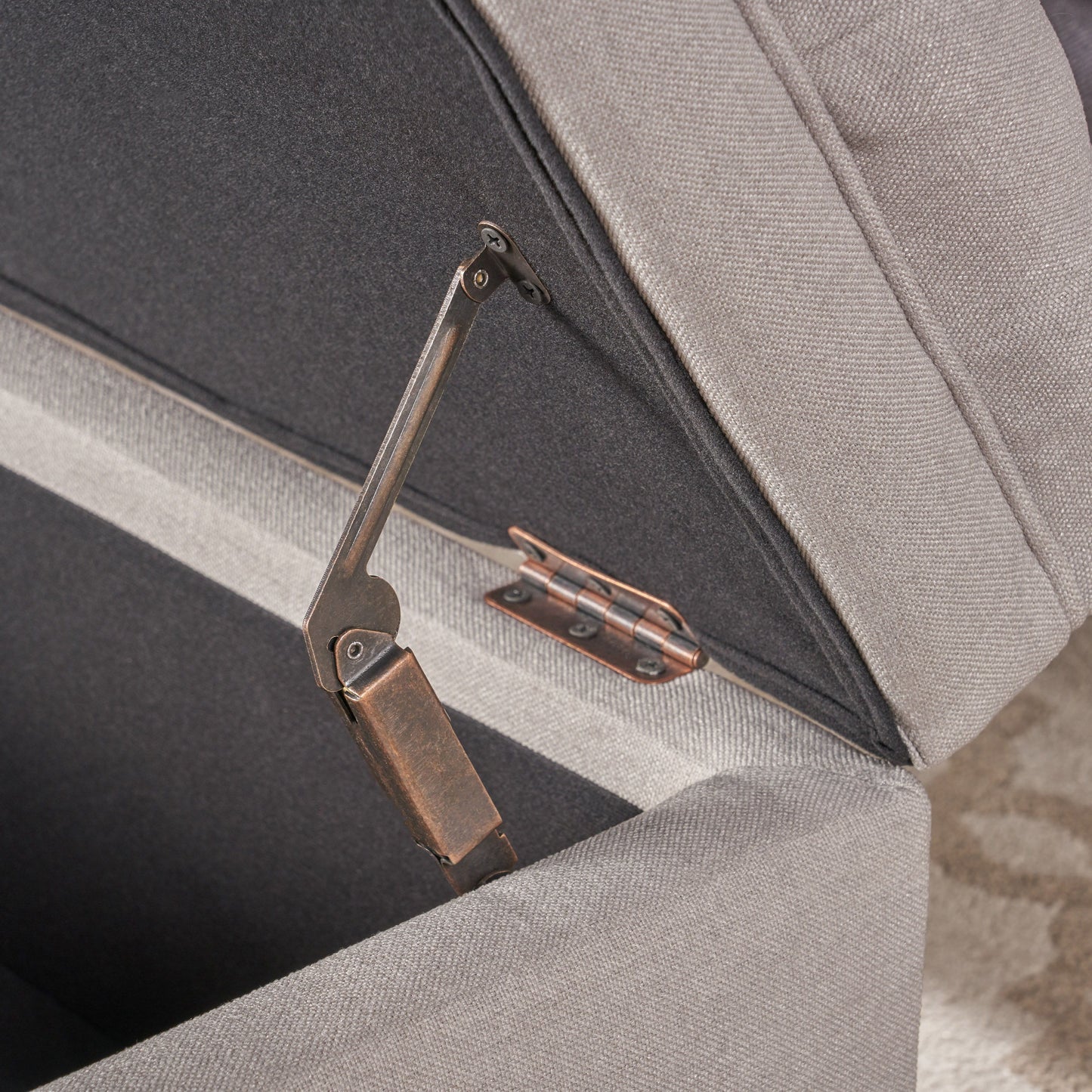 Juliana - Storage Ottoman Fabric - Light Gray