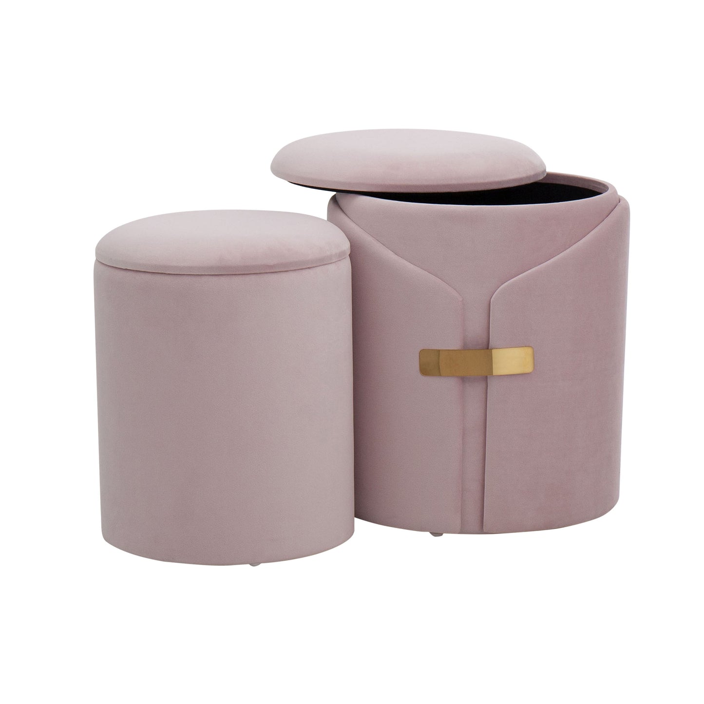Dahlia - Contemporary / Glam Nesting Ottoman Set - Blush Pink