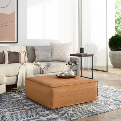 Brody - Extra Large Coffee Table Pouf - Distressed Brown