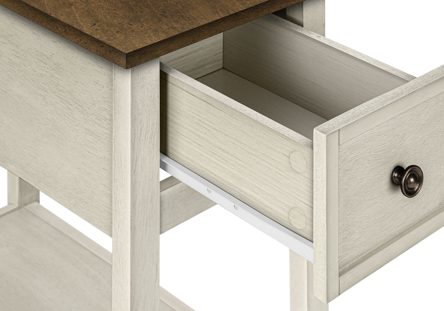 Accent End Table, 2 Tier, Narrow, Lamp, Storage Drawer, Transitional - White