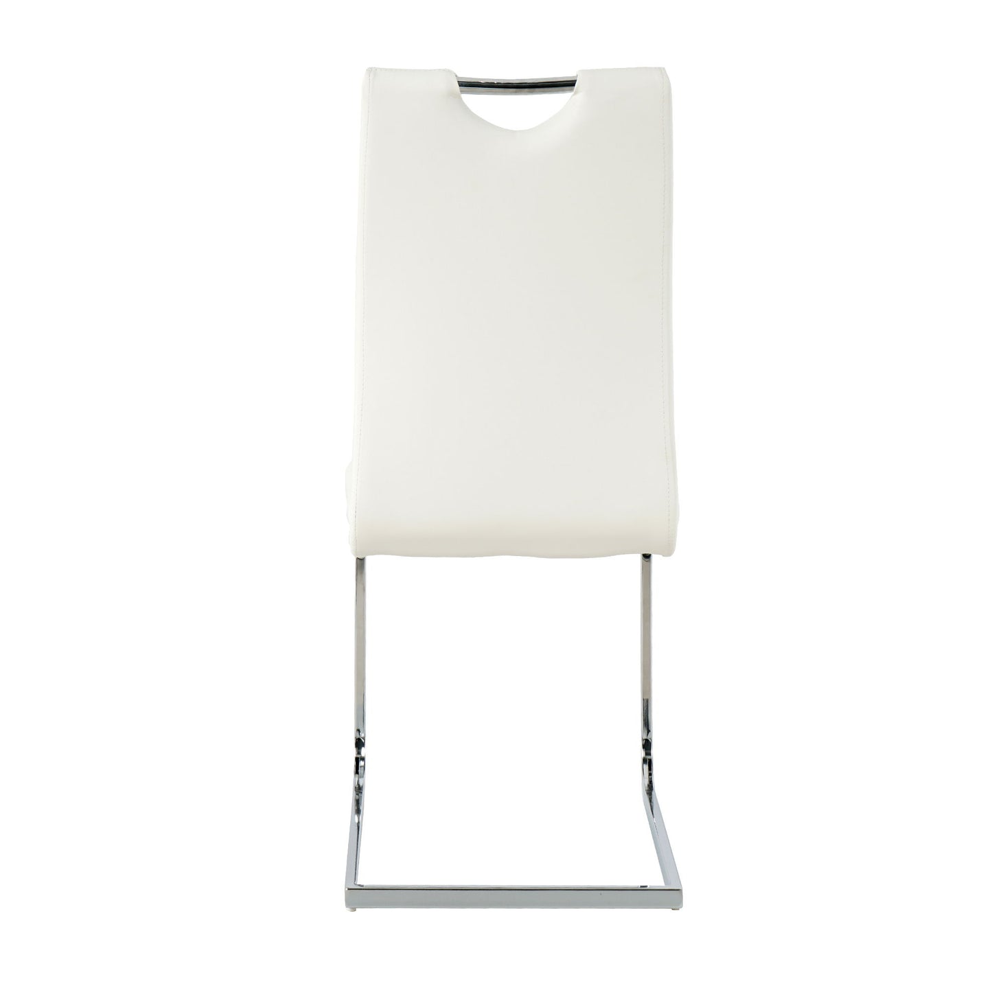 Modern Dining Chairs With Faux Leather Padded Seat And Chrome Metal Legs For Kitchen, Living, Bedroom, Dining Room - White / Silver