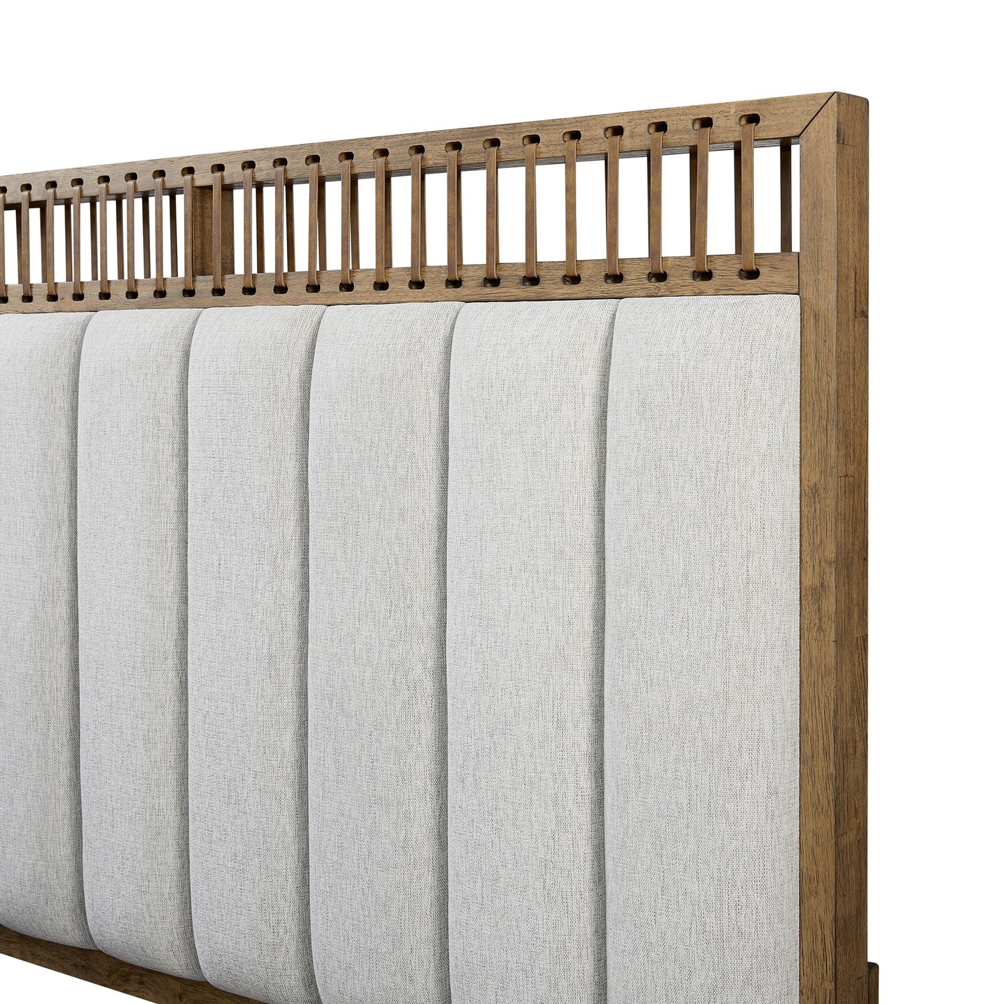Queen Upholstered And Strap Panel Bed - Light Brown