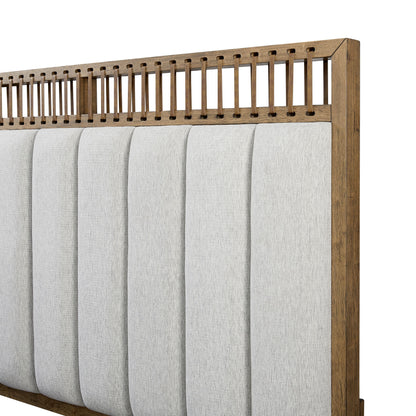 Queen Upholstered And Strap Panel Bed - Light Brown