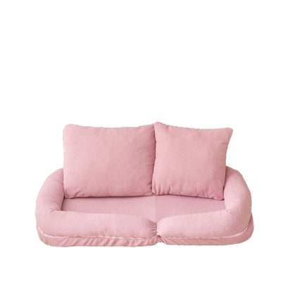 Triple Fold Pink Down Sofa Bed - Pink