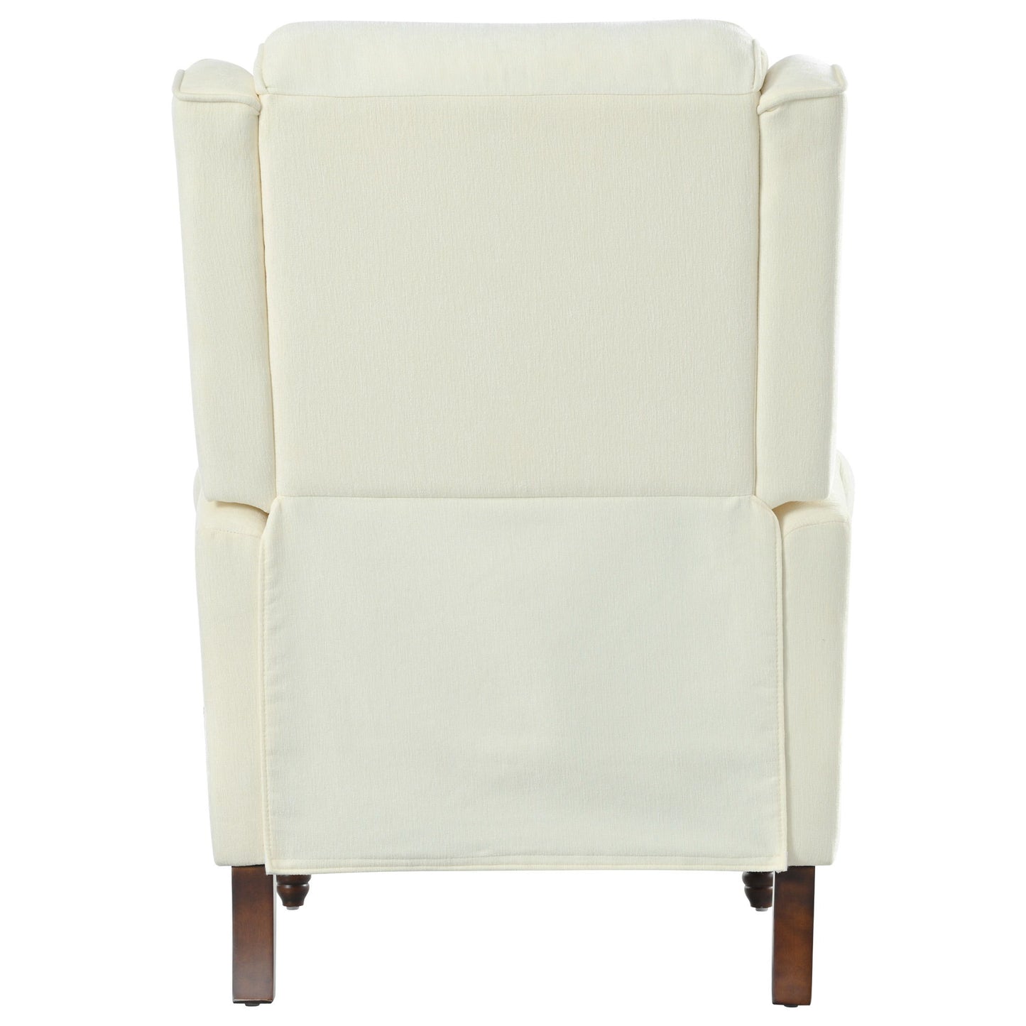 Push Back Recliner Chair Upholstered With Classic Wing Back And Solid Gourd-Shaped Legs For Living Room - Beige