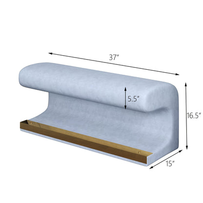 Modern Leather Upholstered Entryway Bench With LED Sensor Light Ottoman For Living Room, Or End Of Bed - Blue