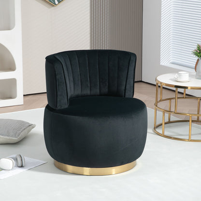 Coolmore - Swivel Barrel Chair, 360 Degree Round Armchair With Fluffy Velvet Upholstery For Living Room, Bedroom, Office - Black