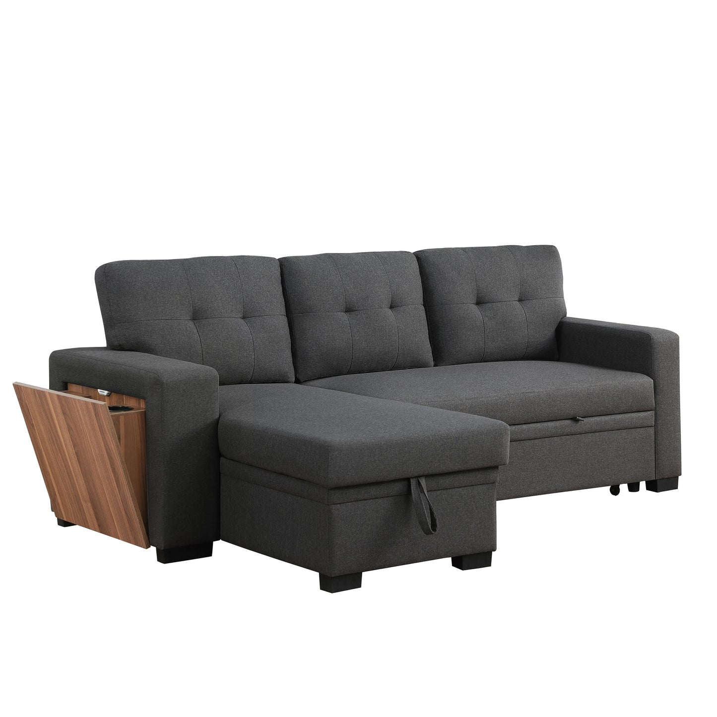 3 Piece Upholstered Sectional - Dark Gray