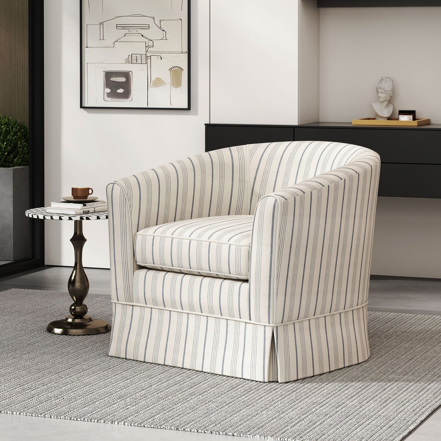 Zeniqua - Upholstered Swivel Chair With Loose Cover - Multi