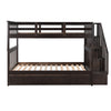 Stairway Twin Over Twin Bunk Bed With Three Drawers For Bedroom - Espresso