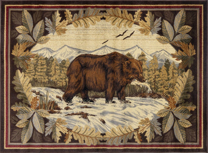Nature's Nest - 7'10" X 10'3" Lodge Area Rug - Multi, Brown