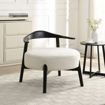 Upholstered Accent Chair, Modern Living Room Chairs, Reading Armchair For Sunroom Bedroom - Beige