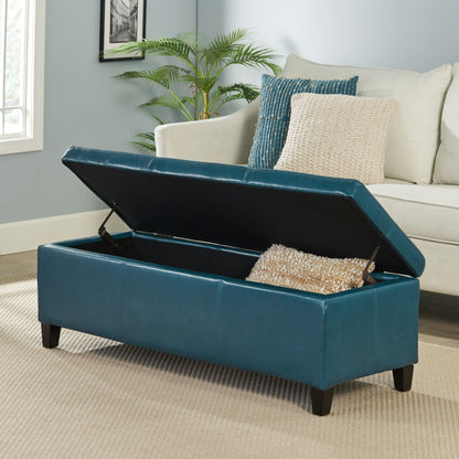 Glouster - Contemporary Storage Ottoman With Upholstered - Teal