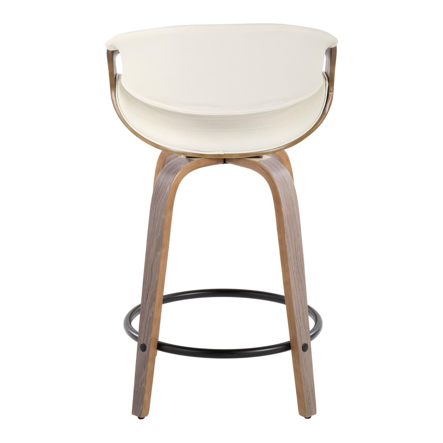 Symphony - Mid-Century Modern Fixed Height Counter Stool With Swivel With Round Footrest (Set of 2) - Light Gray / White