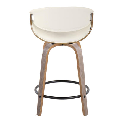 Symphony - Mid-Century Modern Fixed Height Counter Stool With Swivel With Round Footrest (Set of 2) - Light Gray / White