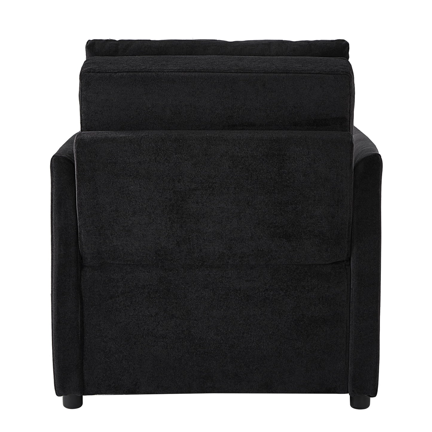 Upholstered Convertible Sleeper Sofa With 5 Position Backrest, Side Pockets, Storage - Black