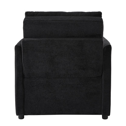Upholstered Convertible Sleeper Sofa With 5 Position Backrest, Side Pockets, Storage - Black