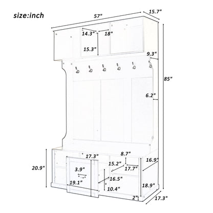 Hall Tree With 6 Hooks, Coat Hanger, Entryway Bench, 3 In 1 Design, A Spacious Drawer For Entrance, Living Room - Black