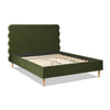 Stockholm - Queen Modern Wavy Headboard Platform Bed - Olive Green