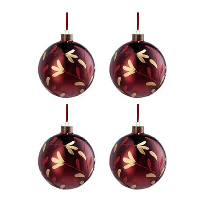 Christmas Ball Ornaments, Glass Decorative Hanging Ball Christmas Tree Ornaments, For Holiday Party Decorations (Set of 4) - Red