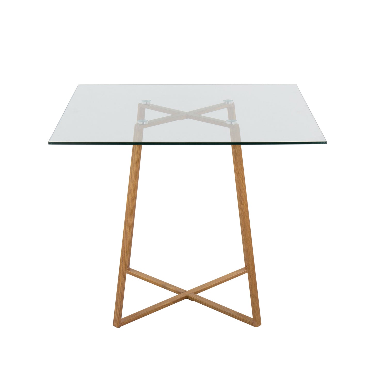 Cosmo - Contemporary Square Dining Table With Natural Legs - Clear
