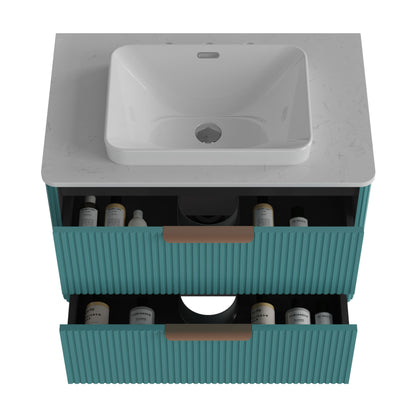 Elena - Modern Bathroom Vanity With Sink Luxury Bathroom Vanity With Ample Storage, 2 Soft Close Drawers, 2 In 1 Floating Or Freestanding Design - Blue