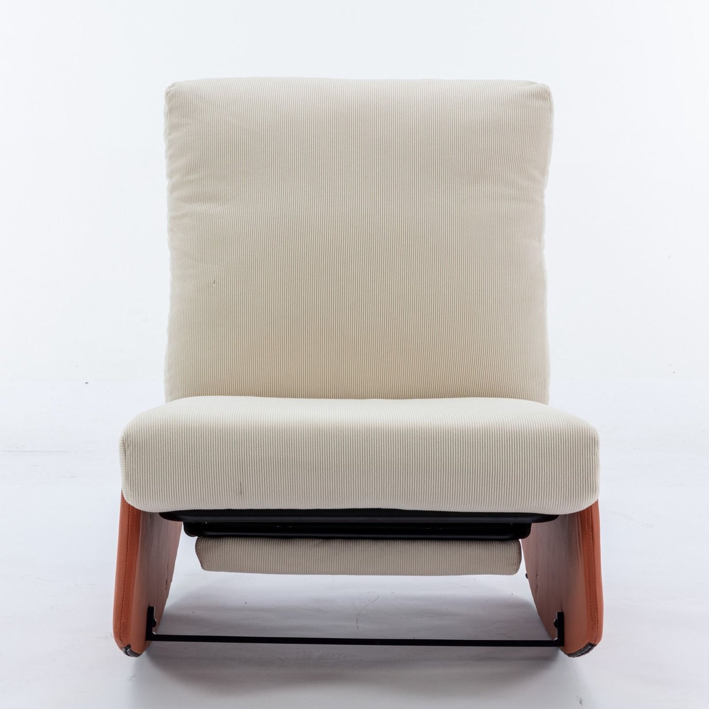 Modern Rocking Chair Recliner, Comfy Rocker Nursery Chair With Footrest, Accent Reading Chair, Upholstered Lounge Chair For Relaxing, Resting, Soft Padded Rocker For Indoor Living Room Bedroom - Orange