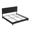 King Size Upholstered Platform Bed Frame With Linen Fabric Headboard, No Box Spring Needed, Wood Slat Support - Black