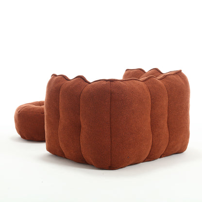 Soft Bean Bag Chair With High Resilient Foam (Chips) - Red / Brown