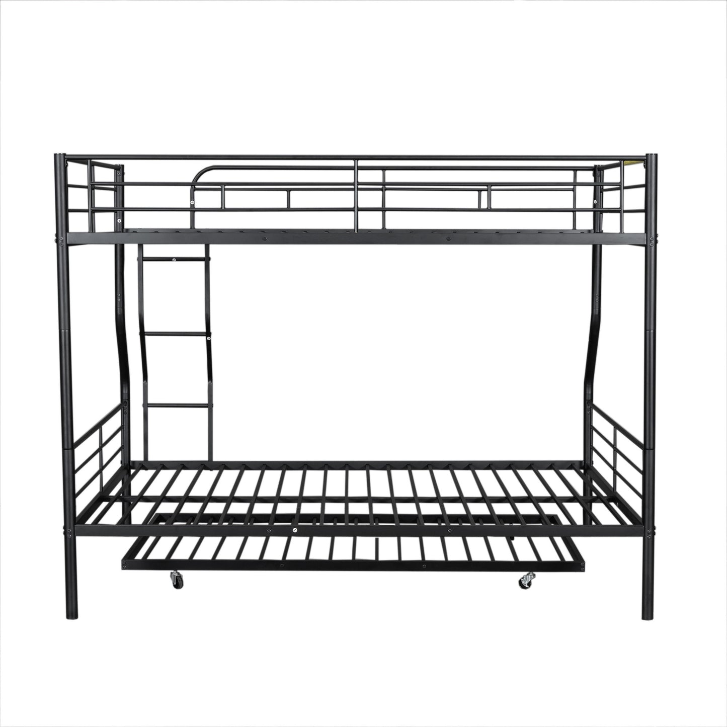 Full Long Over Queen Metal Bunk Bed With Trundle - Black