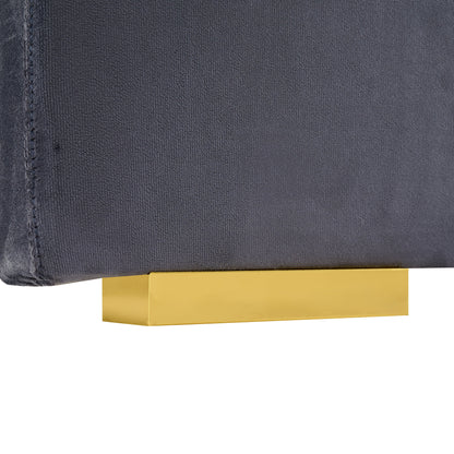 Upholstered Queen Size Bed Frame Of Velvet Tufted Headboard With Floating Nightstand LED / USB Built - Gray