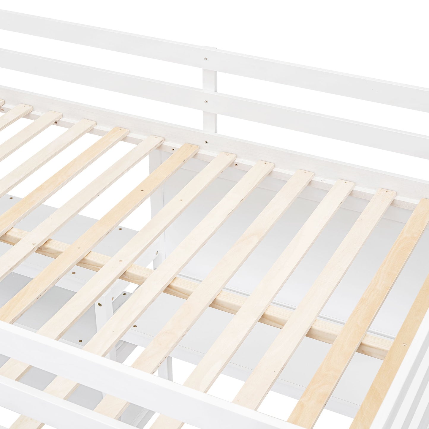 Full Size Loft Bed With Shelves, Desk And Writing Board - White