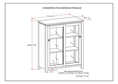Cosmopolitan - Medium Storage Cabinet - Mahogany Brown