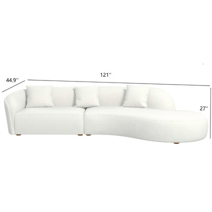 Elijah - Japandi Curvy Sectional Sofa - Beige
