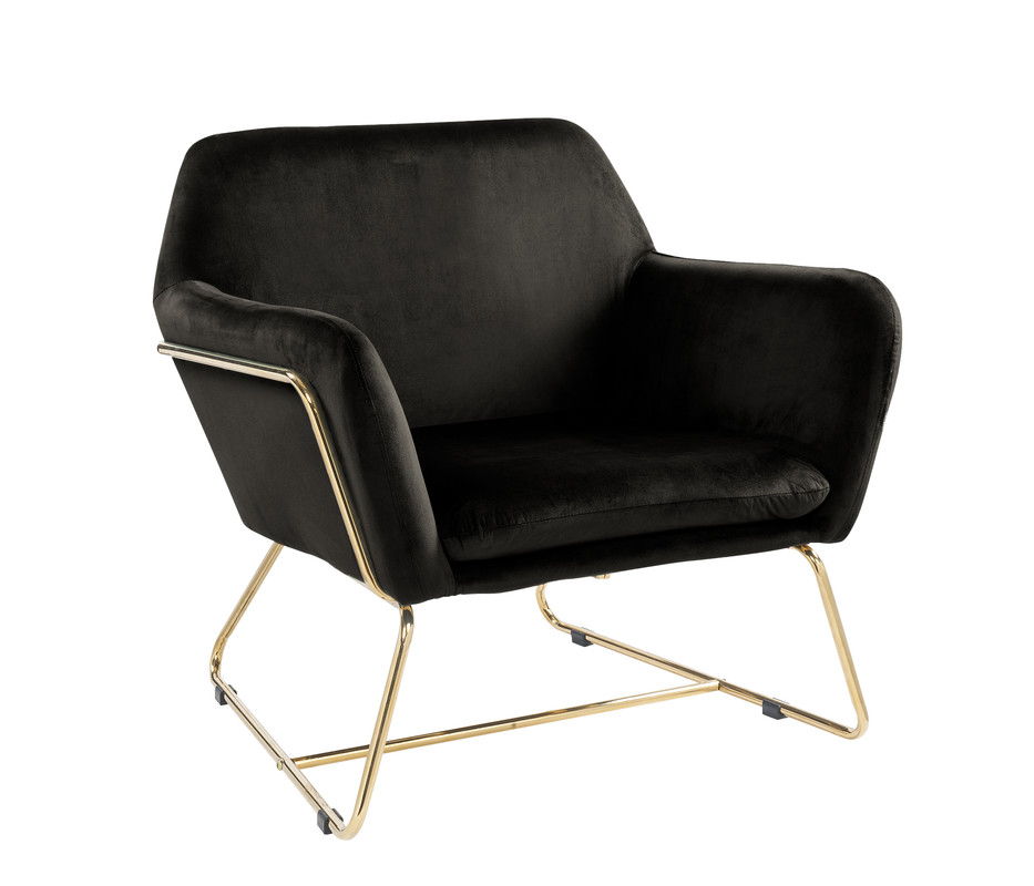 Keira - Velvet Accent Chair With Metal Base - Black
