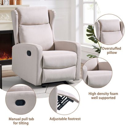 Rocking Recliner Chair For Living Room, Adjustable Modern Recliner Chair, Recliner Sofa With Lumbar Support, Classic And Traditional Recliner Chair With Comfortable Arm And Back Sofa - Light Gray