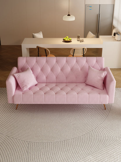 Convertible Double Folding Living Room Sofa Bed - Pink